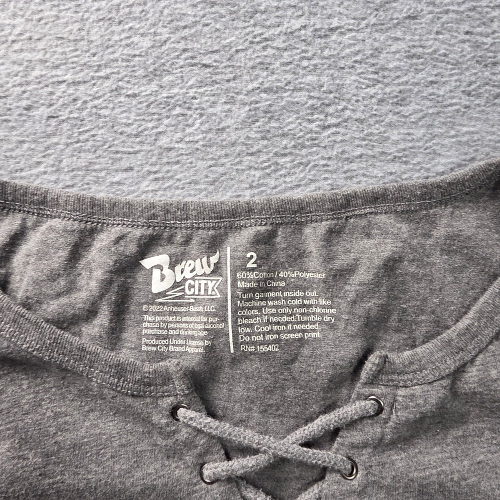 Budweiser King Of Beers Mens 2X Graphic Tank Top Gray Lace Up Brew City - Picture 3 of 7